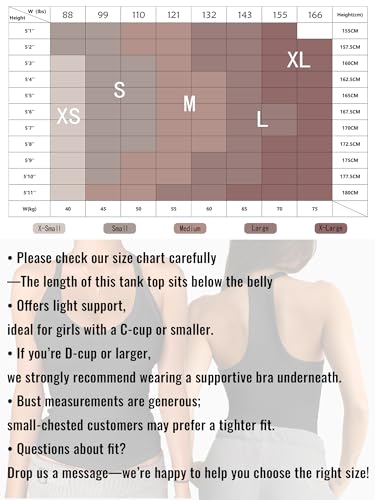 Danysu V Neck Racer Back Tank Tops for Women Padded Fitted Long Basic Cami - color: Black, size: Medium