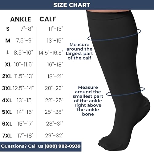 Mojo Compression Socks Women Knee High Stockings 20-30mmHg, Black Large - color: Black, size: Large