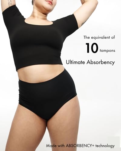 LEAKPROOF2.0 Seamless High Rise Period Underwear for Women - color: Black 3-pack, size: Small-Medium