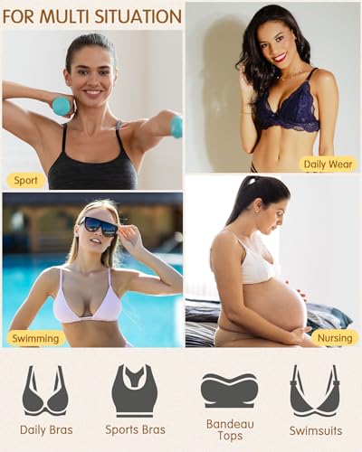 Bra Pads Inserts 4 Pairs Breast Enhancer Padding for Push Up - color: Beige, size: B