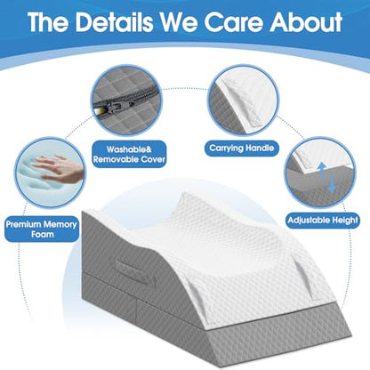 TranquilRelax Leg Elevation Pillows for After Surgery, Wedge Pillow, Grey - color: Grey, size: Double Leg