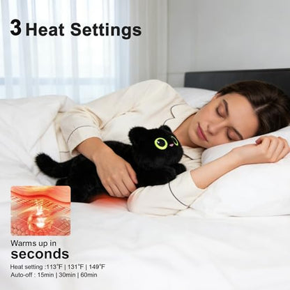 Black Cat Heating Pad Plush, USB Electric Warm Cushion with Timer for Women - color: Black Cat Heating Pad