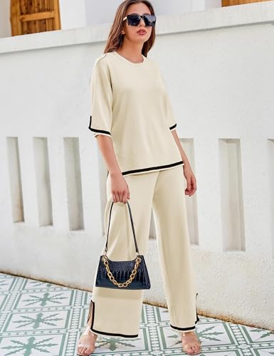 Tanming Women's Sweater Sets 2 Piece Lounge Set Tracksuits - color: Apricot, size: Small