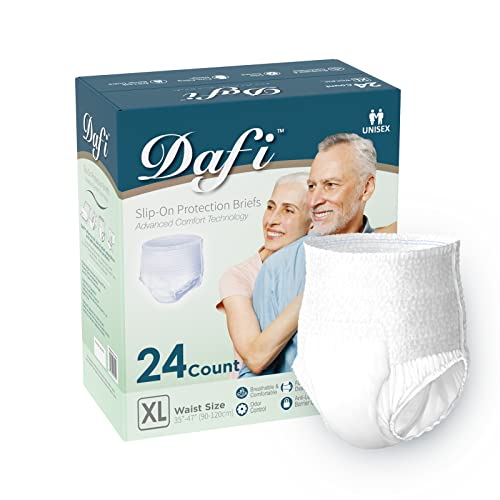 DAFI Adult Incontinence Underwear for Women & Men, XL/24 Count Overnight Bladder Control Underwear Disposable Pull Ups, Slip-On Protection Briefs - color: 1 Pack, size: X-Large