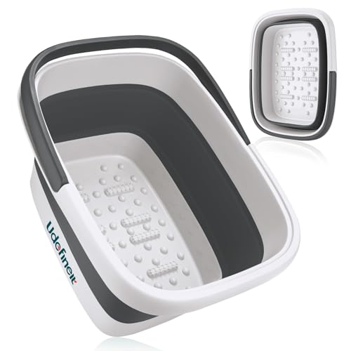 Collapsible Foot Soaking Tub, Foot Spa Bath Basin w/Acupressure Points - color: Gray