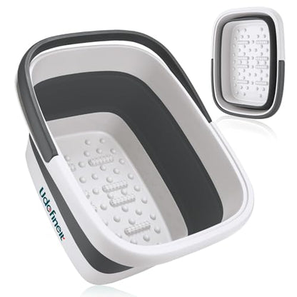 Collapsible Foot Soaking Tub, Foot Spa Bath Basin w/Acupressure Points - color: Gray