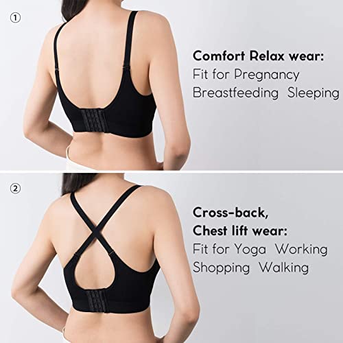 Vinfact 3 Pack Nursing Bras for Breastfeeding Women Maternity Bras - color: Black/Grey/White, size: Medium