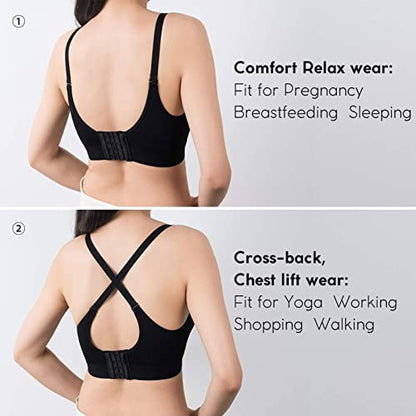 Vinfact 3 Pack Nursing Bras for Breastfeeding Women Maternity Bras - color: Black/Grey/Purple, size: Medium