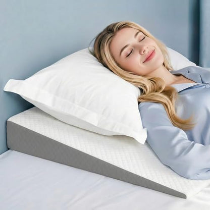 5 in Bed Wedge Pillow for Sleeping and Back Support, White Grey - color: White Grey