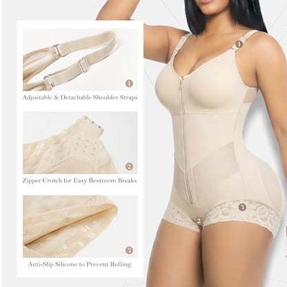 YIANNA Fajas Colombianas Moldeadoras Postpartum Shapewear Tummy Control - color: Beige, size: Medium