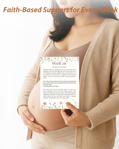 Pregnancy Prayer Cards - Pregnancy Gifts for Expecting Mom, First Trimester Essentials with Bible Verses, Weekly Development Milestones