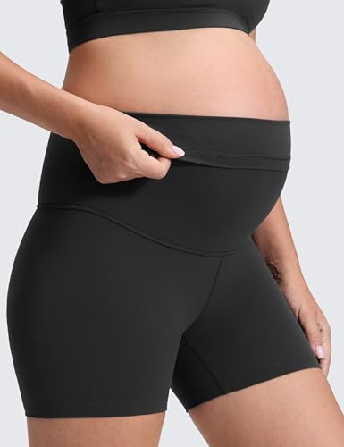 CRZ YOGA Maternity Biker Shorts 4" - color: Black, size: X-Large