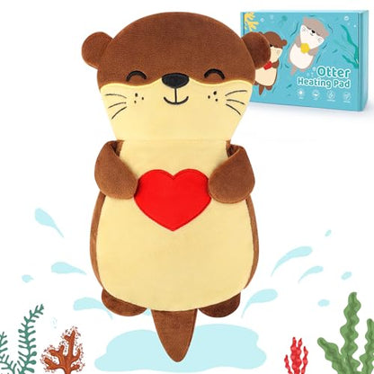 Otter with Heart Microwavable Heating Pad for Period Cramps Pain Relief - style: Otter hold heart
