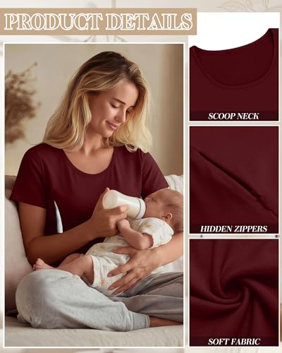 Huukeay 3 Pack Women's Nursing Shirts - color: Black, Navy Blue, Burgundy, size: Large