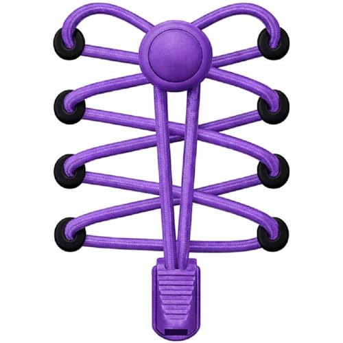 Bread Tie-Free Round Shoelaces with Clips – Cut to Size Elastic No Tie Laces for Sneakers & Running Shoes (One Size) - color: Purple