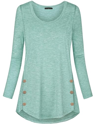 connche Women's Button Side Maternity Tunic Nursing Tops for Breastfeeding - color: Mint Green, size: Large