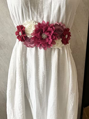 Wedding flowers sash belt Pregnancy sash maternity sashes - color: Burgundy