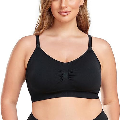 Suekaphin 5PACK Nursing Bra Wireless Bra Women's Sleeping Maternity Bra Breastfeeding Bra - color: Black/Nude/Gray/White/Lightblue, size: Medium Plus