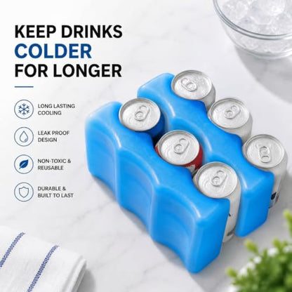 Healthy Packers Ice Packs for Coolers | Can Coolers | Breastmilk Cooler Ice Pack | Long-Lasting Reusable Ice Pack - size: 6 Can (Pack of 4)