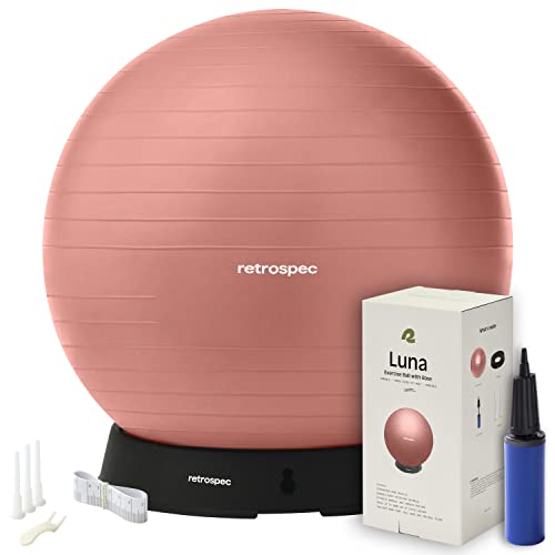 Retrospec Luna Exercise Ball with Pump - Anti-Burst Fitness Equipment for Yoga, Core Training & Stability - Home Gym Swiss Ball for Office & Pregnancy - color: Rose, size: 55cm