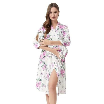 Galabloomer Maternity Robe and Receiving Blanket, Matching Mommy Labor Robe - color: Light Yellow, size: Small