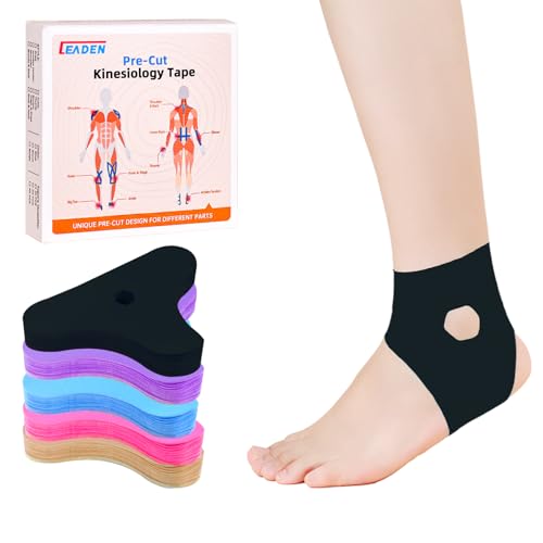 Precut Kinesiology Tape for Ankle, 20 Pcs, Black - color: Black