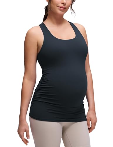 CRZ YOGA Maternity Racerback Tank Tops - color: True Navy, size: X-Small