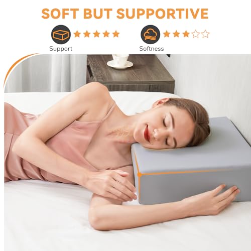 Cube Memory Foam Pillow, Gray, 14"x14"x5" Large Cube - color: Gray, size: 14"x14"x5"