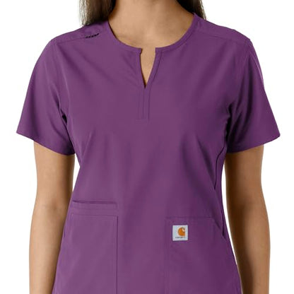 Carhartt Scrubs C12413 Women's Force® Essentials Modern Fit Notch Neck - color: Eggplant, size: X-Small