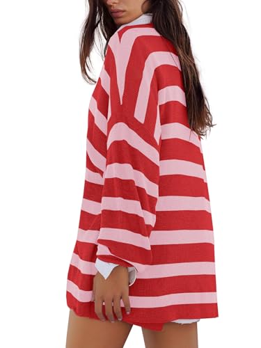 Panadila Womens Striped Lounge Set 2 Piece Pajama Sets - color: Cherry Pink Combo, size: Large