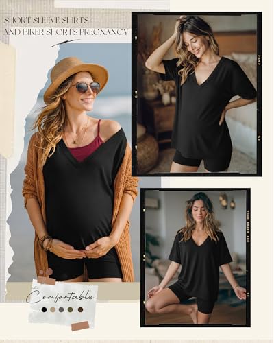Women's 2 Piece Maternity Oversized Set - color: Black, size: Large