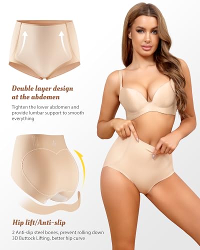 LEVAO Women's Tummy Control Underwear High Waisted Seamless Panties 4 Pack - color: Nude, size: Small