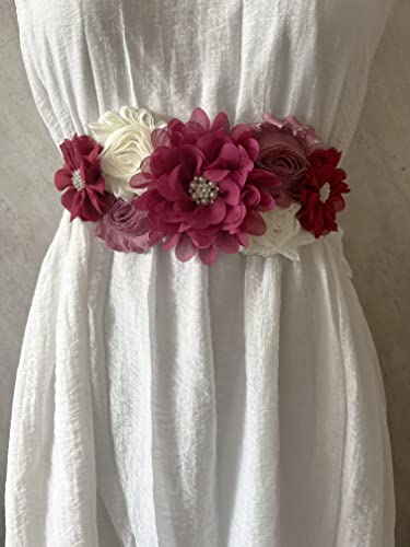 Wedding flowers sash belt Pregnancy sash maternity sashes - color: Burgundy