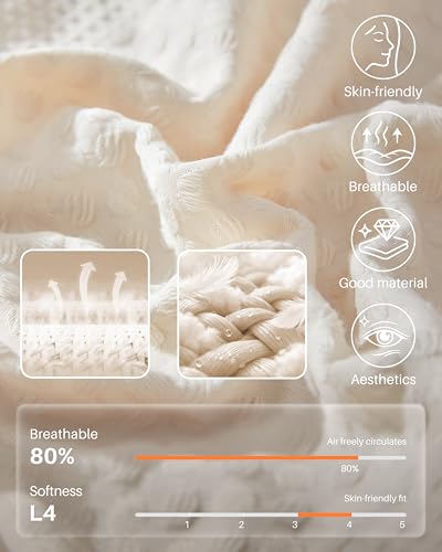 YZ HOME Waffle Weave Body Pillow for Adults, Memory Foam Insert - color: Beige
