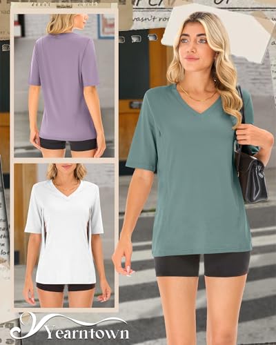 4 Pack Women Nursing Shirts Breastfeeding Tops - color: Gray Green, Taro Purple, White, Dark Gray, size: Medium