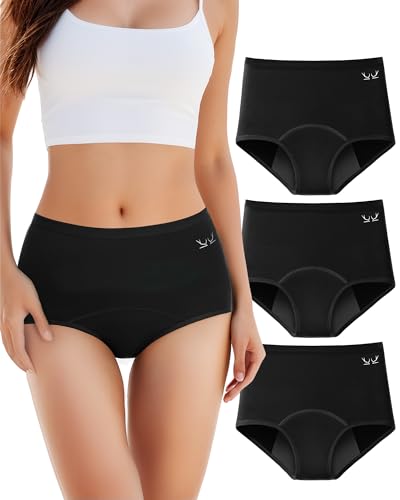 TANSTC Period Underwear for Women Heavy Flow Menstrual Panties 3 Pack - color: Black-3pcs, size: 3X-Large