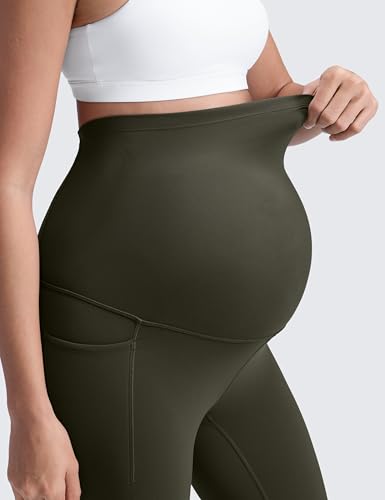 CRZ YOGA Maternity Leggings Pockets 25" - color: Olive Green, size: Small