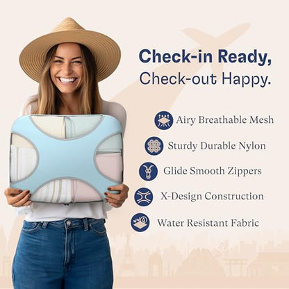 Shacke 5 Set Packing Cubes for Travel with Laundry Bag (Sky Blue) - color: 5 Set - Sky Blue, size: Set of 5