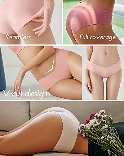 Women’s Seamless Underwear No Show Cheeky Hipster Bikini Panties 9 pack - color: Option a, size: Medium