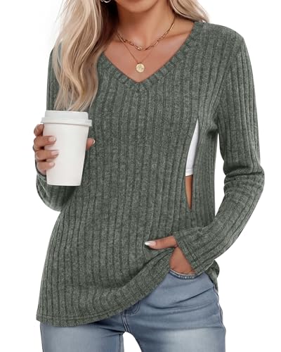 Women's Maternity Nursing Tops Mama Clothes - color: Army Green, size: Small