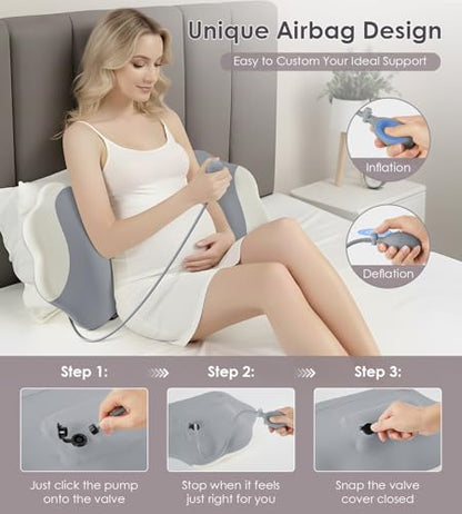 DONAMA Memory Foam Pregnancy Pillow for Sleeping, Cooling Maternity Pillow - color: Light Grey
