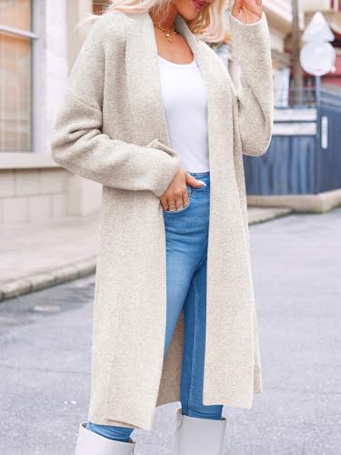 Saodimallsu Womens Long Cardigan Sweaters Chunky Open Front Oversized Slouchy Knit Fall Trendy Coatigan Jackets - color: Apricot, size: XX-Large