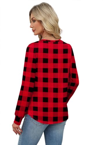 Alaroo Long Sleeve Shirts for Women V Neck Tops Pleated Tunic Print - color: Print 01, size: Medium