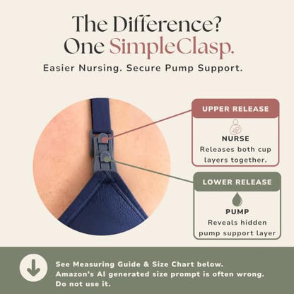 Simple Wishes Pumping Bra Hands Free, Nursing Bra for Breastfeeding - color: Indigo, size: X-Large