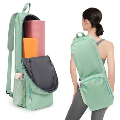 Yoga Mat Bag Carrier with Mesh & Zipper Pockets - color: Green