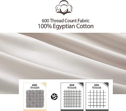 100% Egyptian Cotton Pillow Protectors Set of 2 Queen Size - color: Light Beige, size: Queen 2Pack