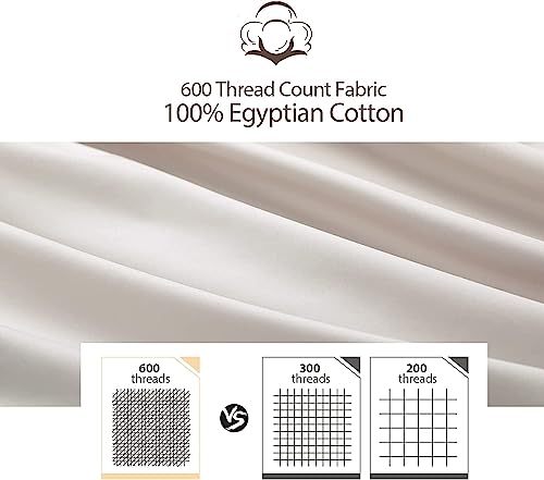 100% Egyptian Cotton Pillow Protectors Set of 2 King Size - color: Light Beige, size: King 2Pack