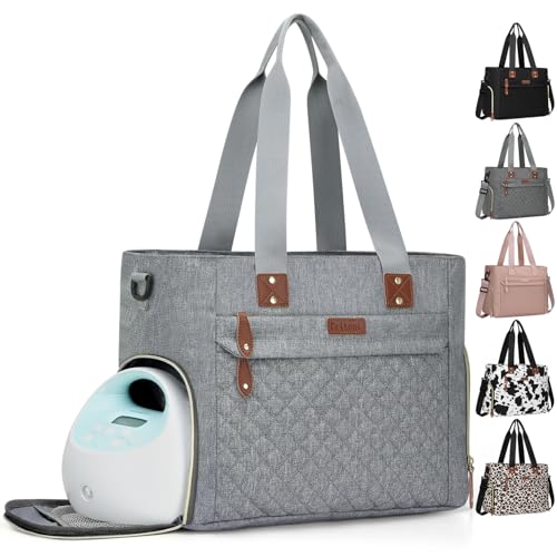 Pritent Baby Diaper Bag Tote,Waterproof Maternity Breast Pump Bags for Mom - color: Grey