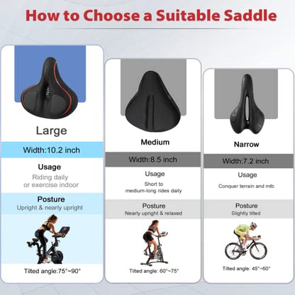 Oversized Seat Compatible with Peloton Bike, Extra Wide Seat - color: A-Red