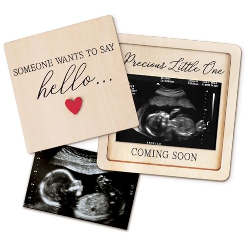 Hangwoous Pregnancy Announcement Ultrasound Frame Surprise Box - color: Wood